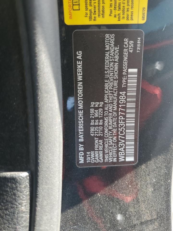 2015 BMW 428 I Sulev VIN: WBA3V7C53FP771984 Lot: 81694305