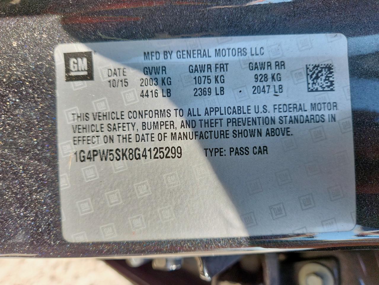 2016 Buick Verano Sport Touring VIN: 1G4PW5SK8G4125299 Lot: 80285855