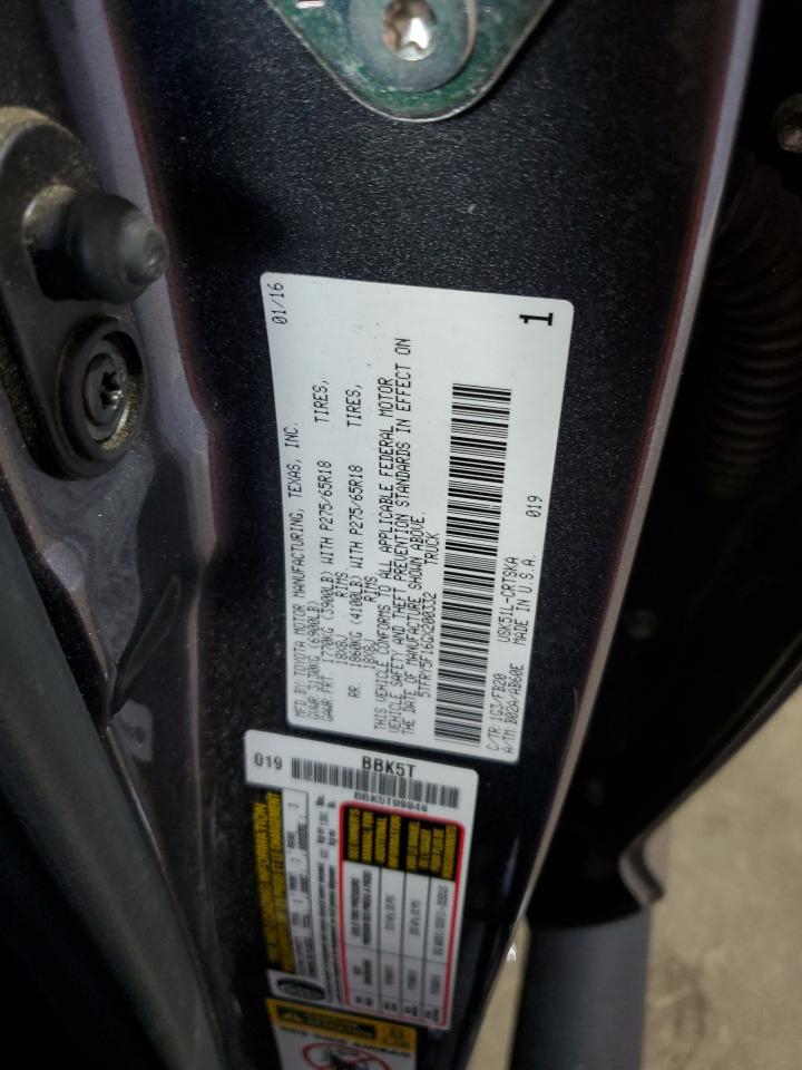 2016 Toyota Tundra Double Cab Sr VIN: 5TFRY5F16GX200332 Lot: 71481025