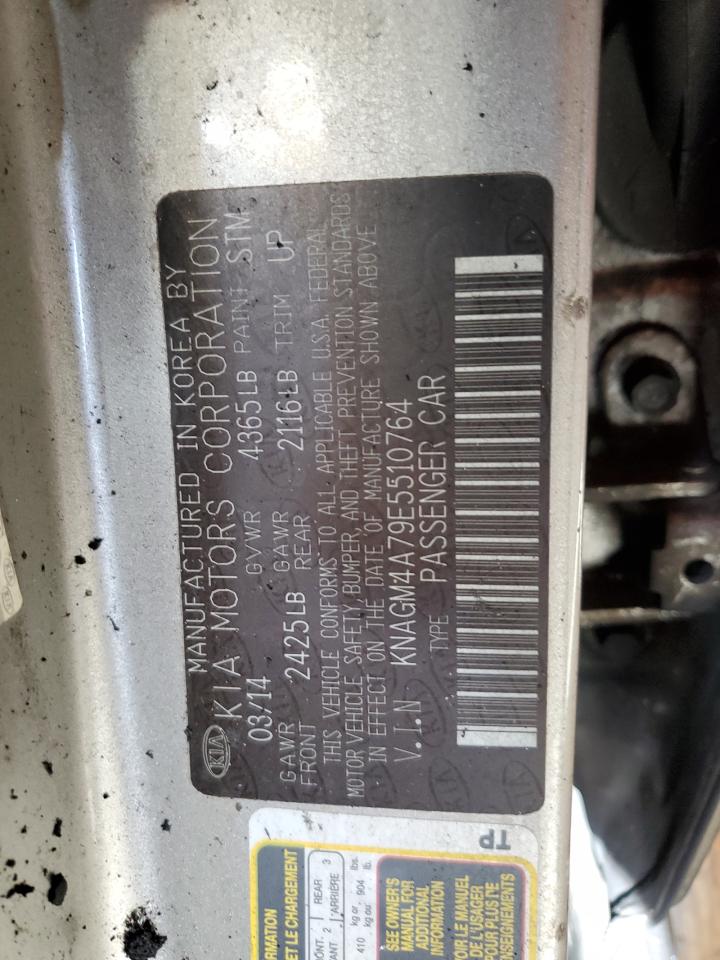 2014 Kia Optima Lx VIN: KNAGM4A79E5510764 Lot: 81834735