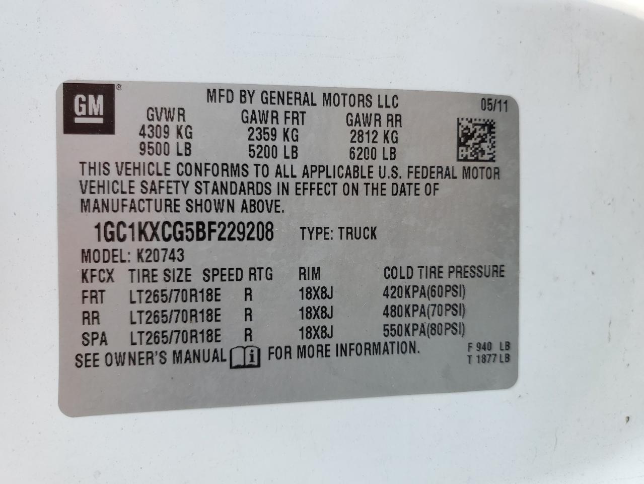 2011 Chevrolet Silverado K2500 Heavy Duty Lt VIN: 1GC1KXCG5BF229208 Lot: 71630765