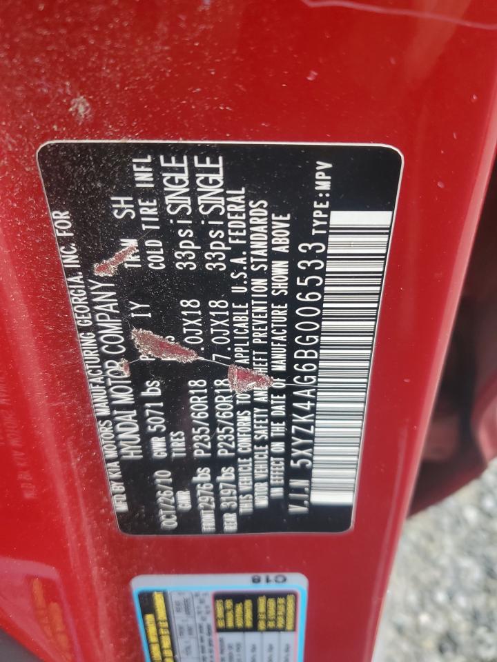 2011 Hyundai Santa Fe Limited VIN: 5XYZK4AG6BG006533 Lot: 84396595