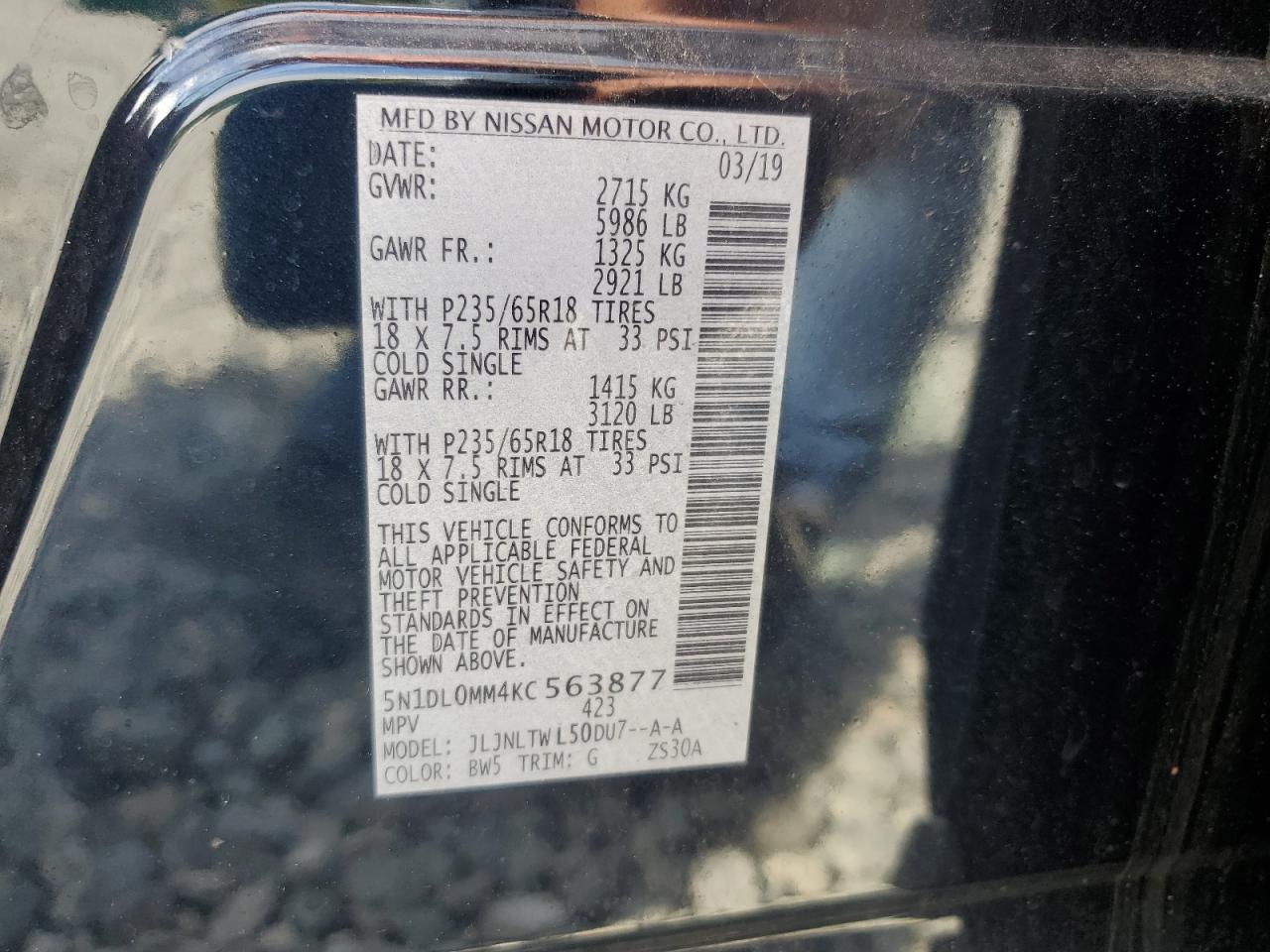 2019 Infiniti Qx60 Luxe VIN: 5N1DL0MM4KC563877 Lot: 81067645