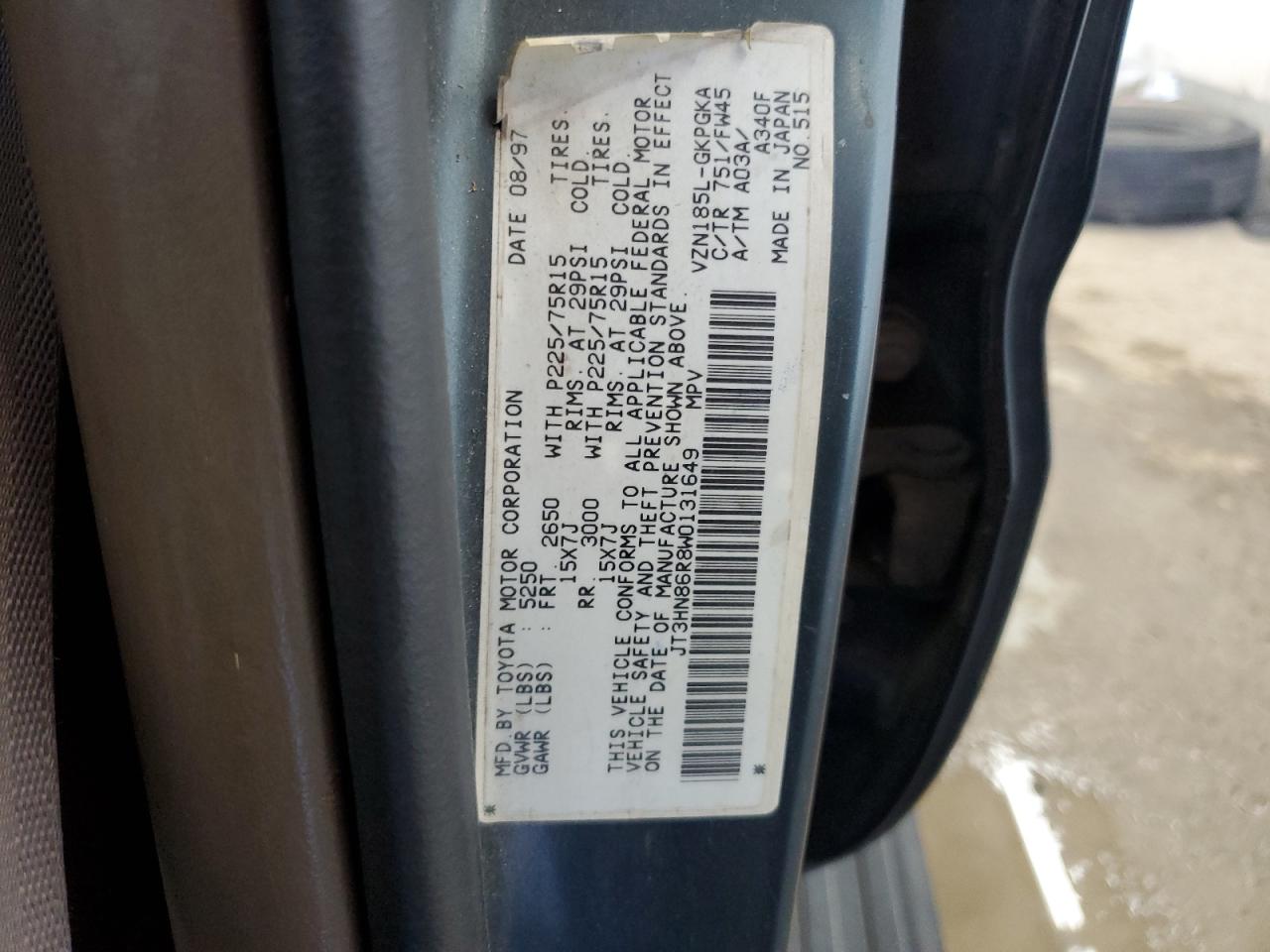 1998 Toyota 4Runner Sr5 VIN: JT3HN86R8W0131649 Lot: 84390155