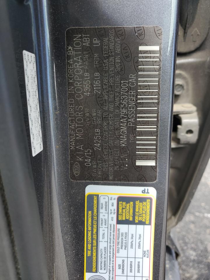 2015 Kia Optima Lx VIN: KNAGM4A79F5637001 Lot: 80894615