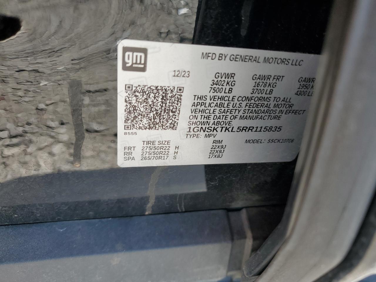 2024 Chevrolet Tahoe K1500 High Country VIN: 1GNSKTKL5RR115835 Lot: 69429915