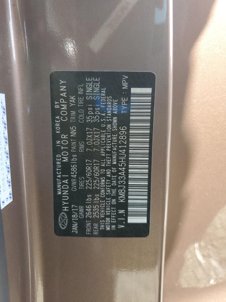 2017 Hyundai Tucson Limited VIN: KM8J33A45HU412896 Lot: 80214285