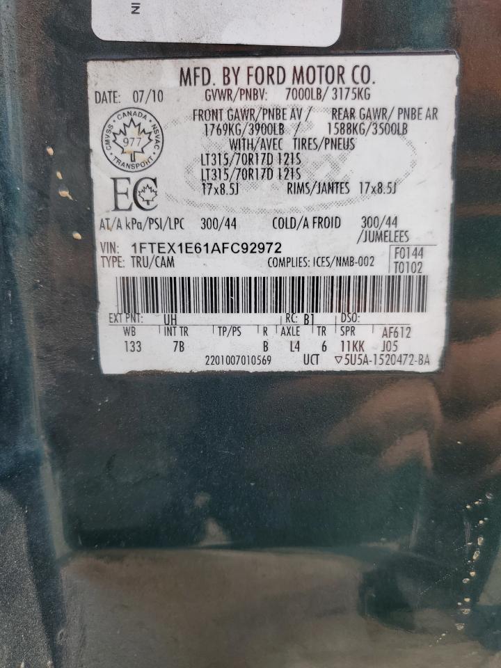 2010 Ford F150 Super Cab VIN: 1FTEX1E61AFC92972 Lot: 71589785