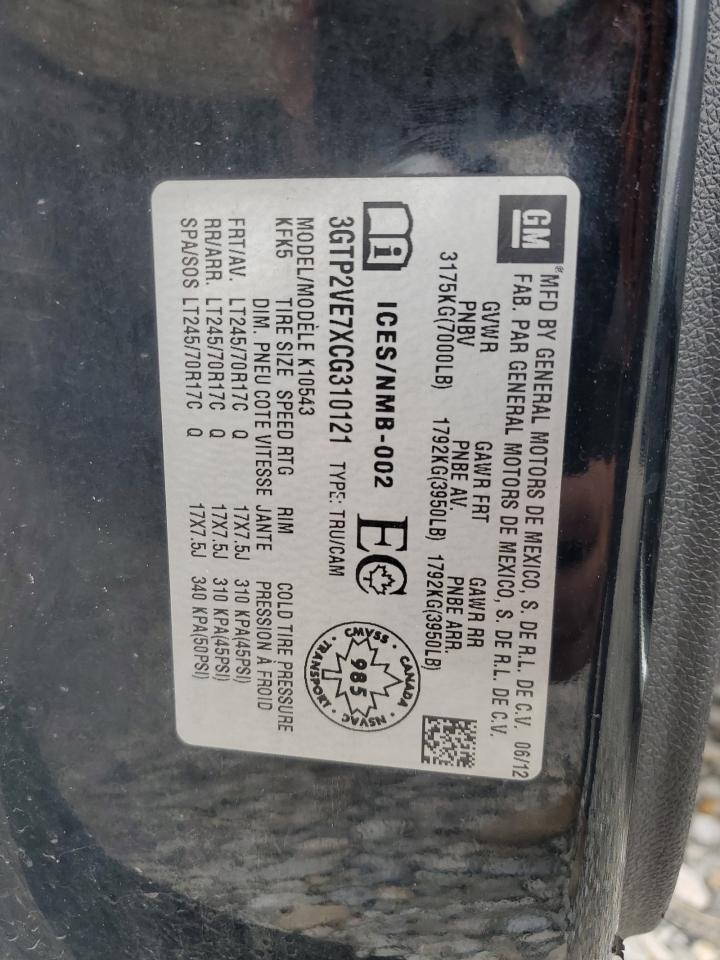 2012 GMC Sierra K1500 Sle VIN: 3GTP2VE7XCG310121 Lot: 80258355