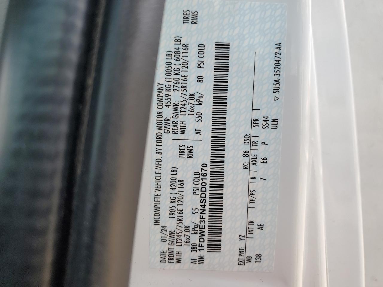 2025 Ford Econoline E350 Super Duty Cutaway Van VIN: 1FDWE3FN4SDD01670 Lot: 80661765