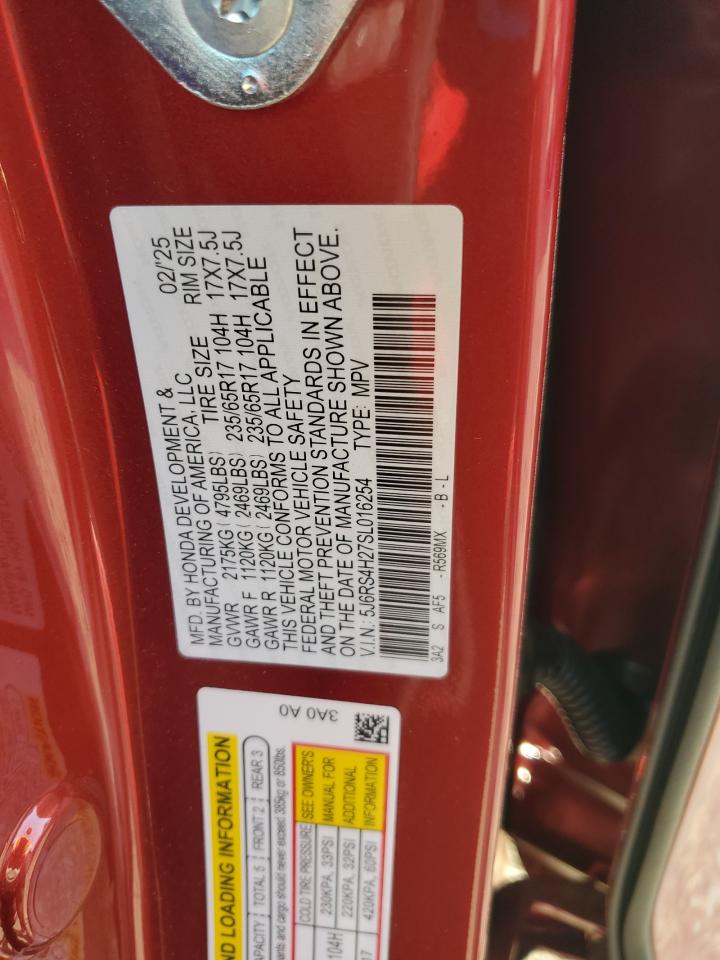 2025 Honda Cr-V Lx VIN: 5J6RS4H27SL016254 Lot: 80619705