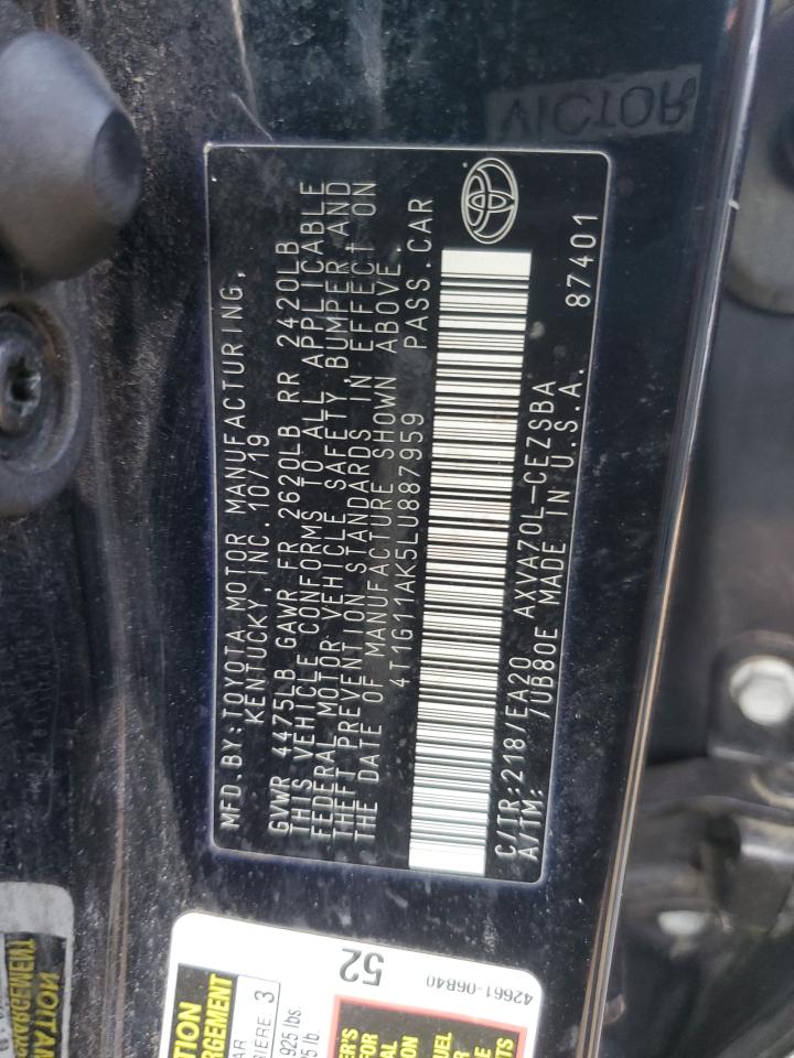 2020 Toyota Camry Se VIN: 4T1G11AK5LU887959 Lot: 81077855
