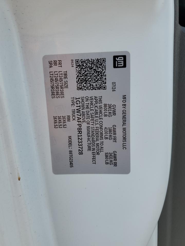 2024 GMC Savana G2500 VIN: 1GTW7AFP8R1233728 Lot: 95113525