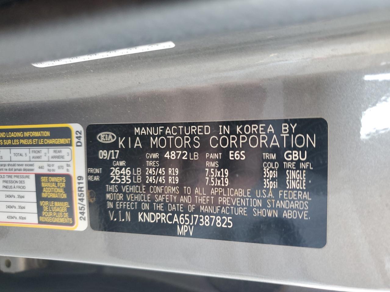 2018 Kia Sportage Sx VIN: KNDPRCA65J7387825 Lot: 81101665