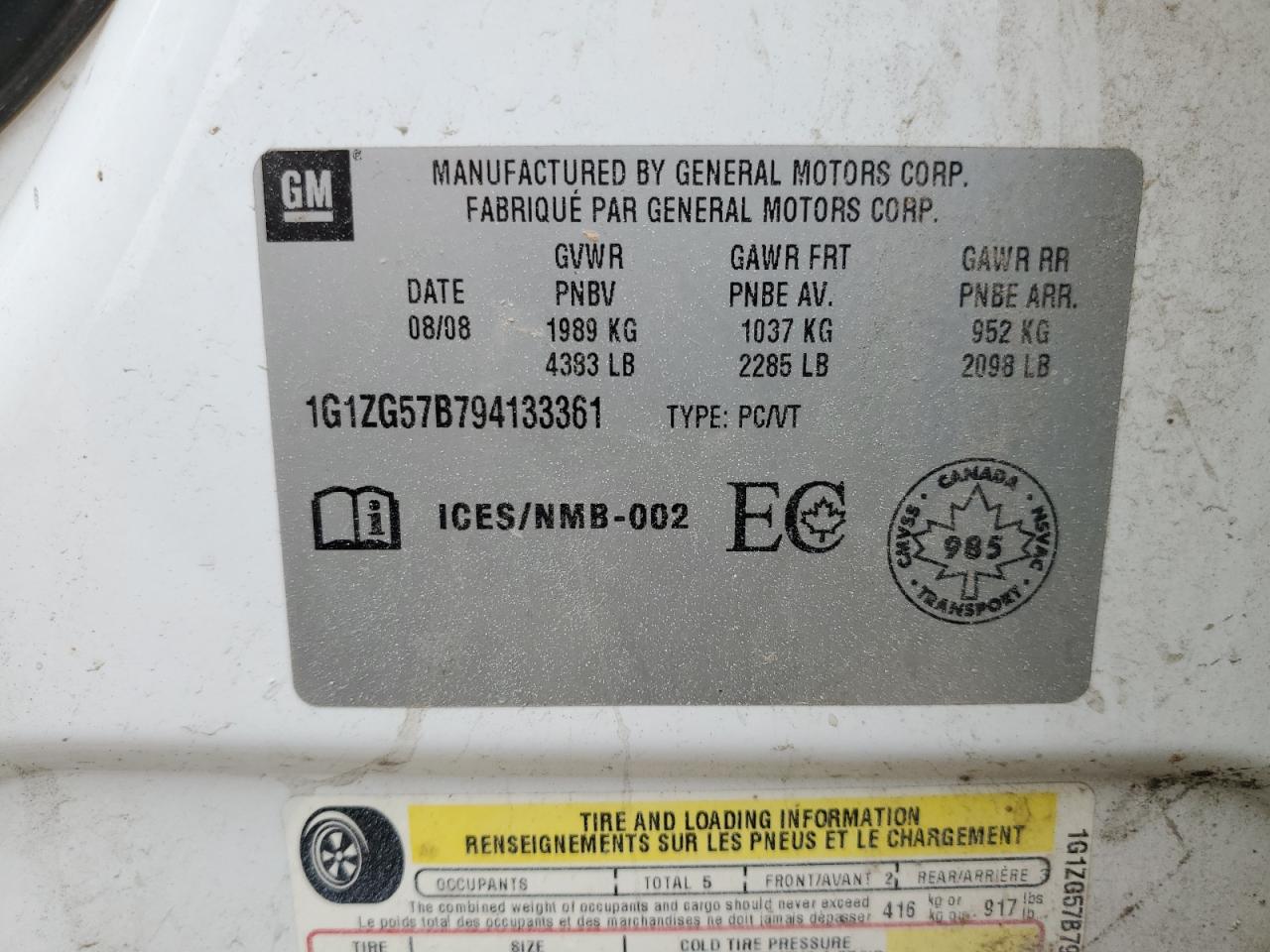 2009 Chevrolet Malibu Ls VIN: 1G1ZG57B794133361 Lot: 70992385