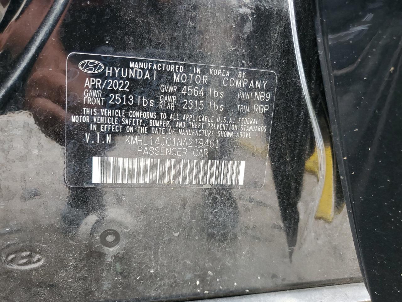 2022 Hyundai Sonata N Line VIN: KMHL14JC1NA219461 Lot: 80148225