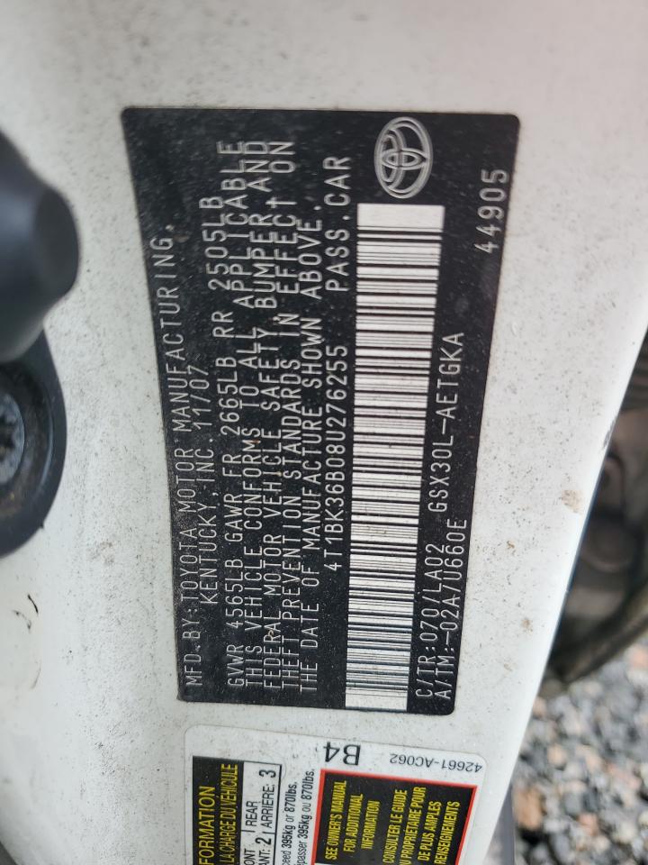 2008 Toyota Avalon Xl VIN: 4T1BK36B08U276255 Lot: 81871085