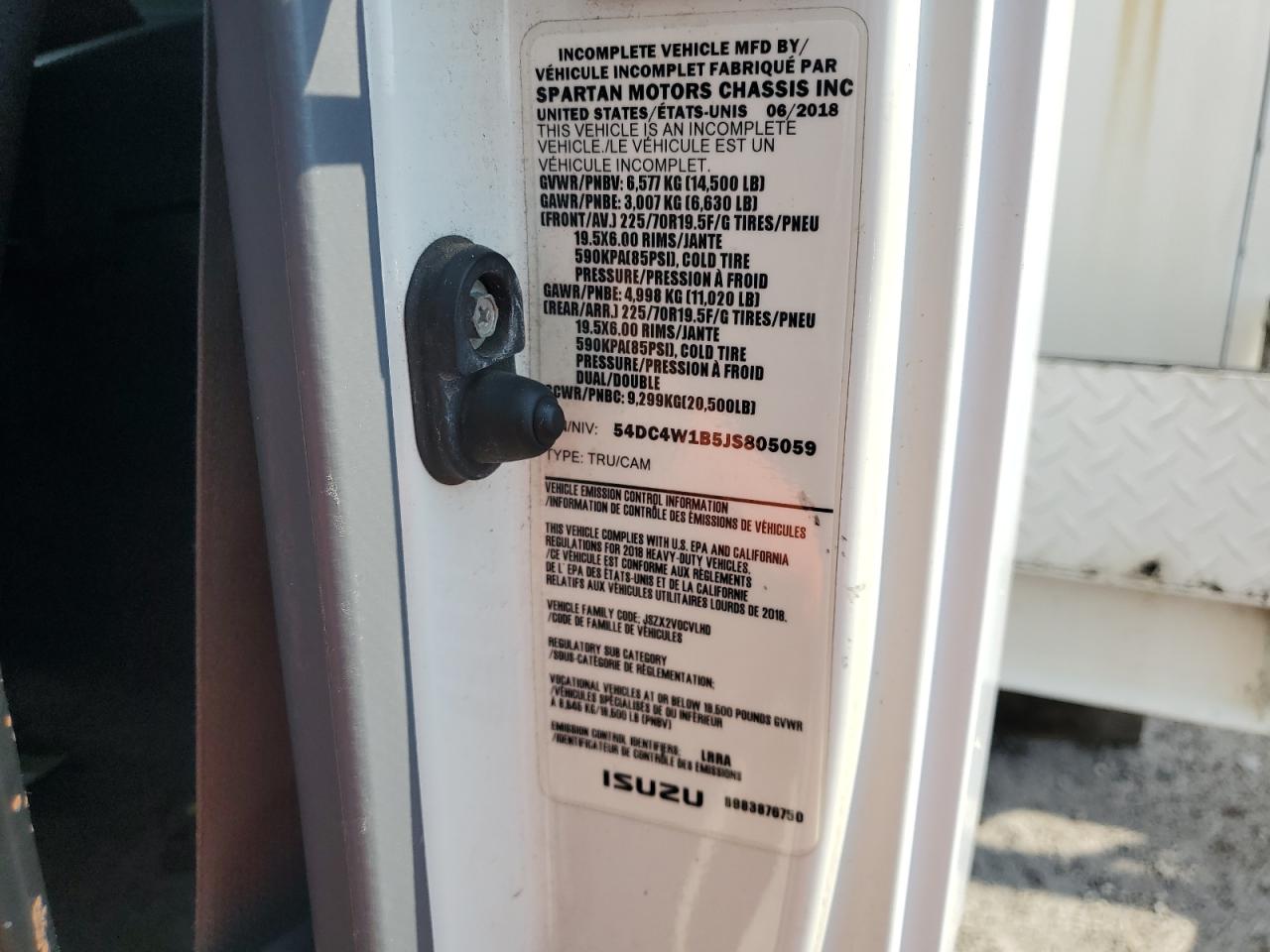 2018 Isuzu Npr Hd VIN: 54DC4W1B5JS805059 Lot: 71212345