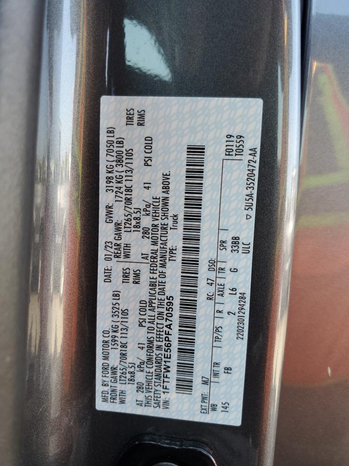 2023 Ford F150 Supercrew VIN: 1FTFW1E56PFA70595 Lot: 71480755