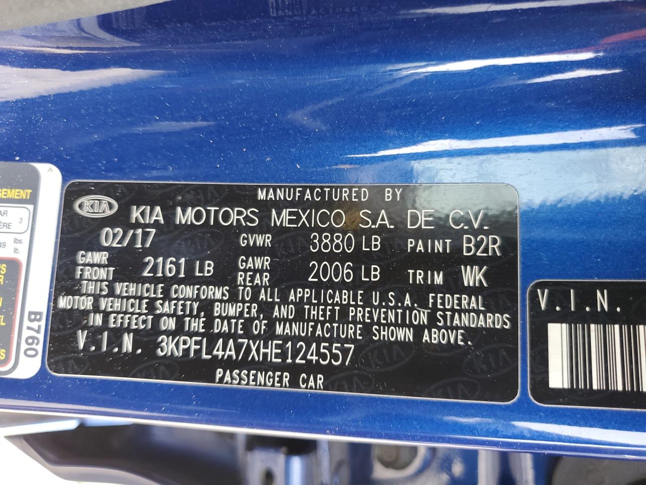2017 Kia Forte Lx VIN: 3KPFL4A7XHE124557 Lot: 80910155