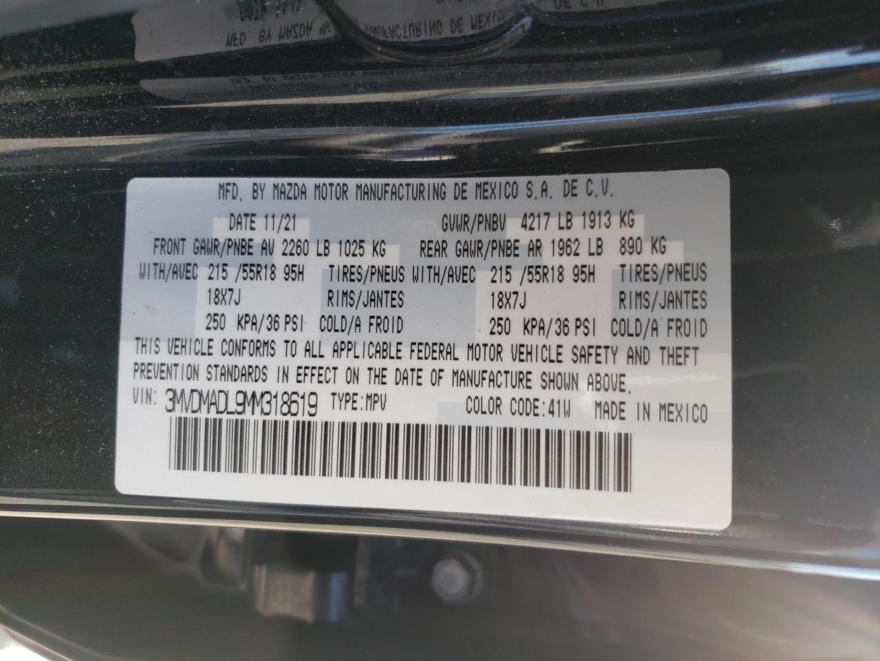 2021 Mazda Cx-30 Premium VIN: 3MVDMADL9MM318619 Lot: 81755035