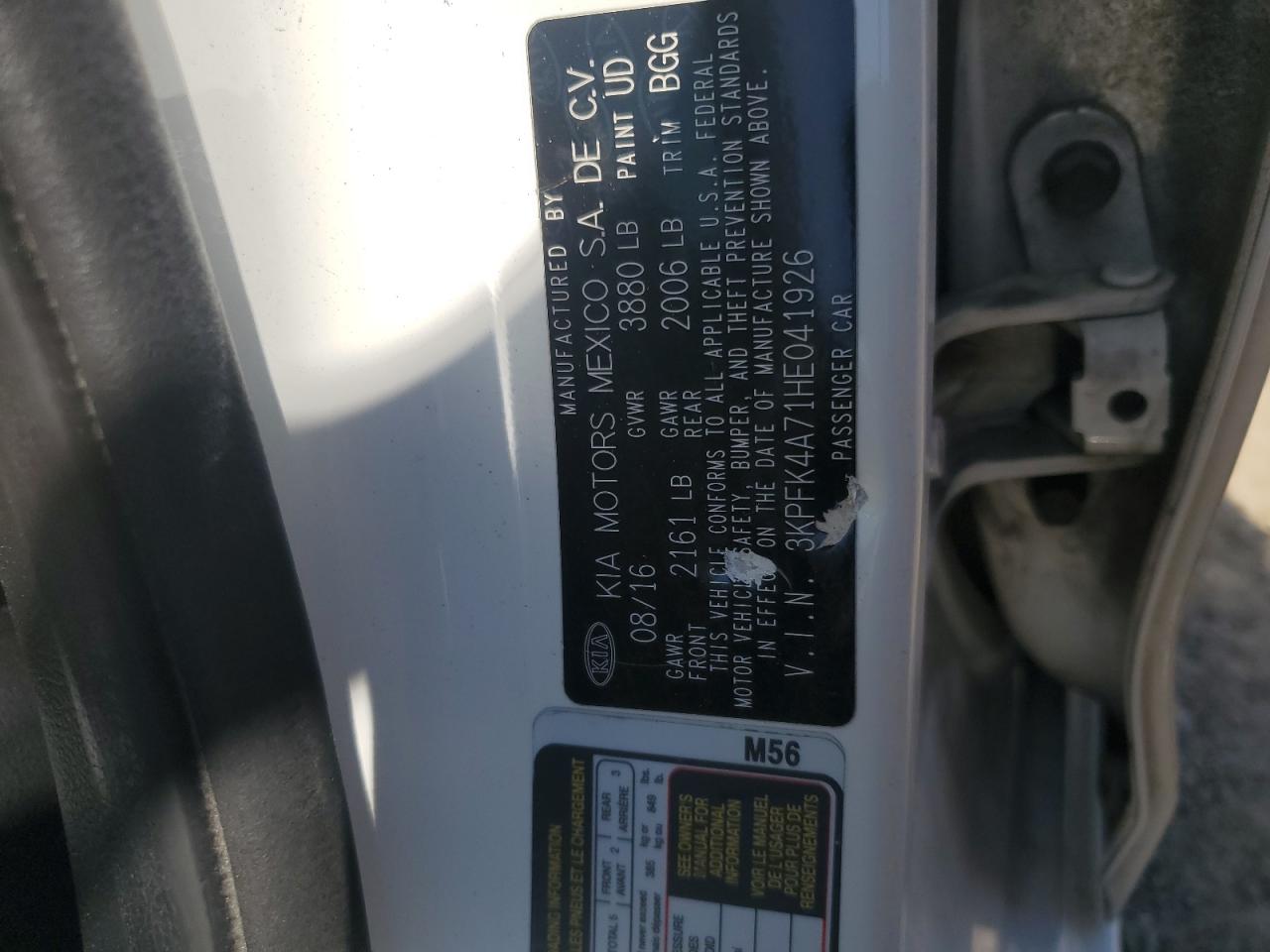 2017 Kia Forte Lx VIN: 3KPFK4A71HE041926 Lot: 81877405