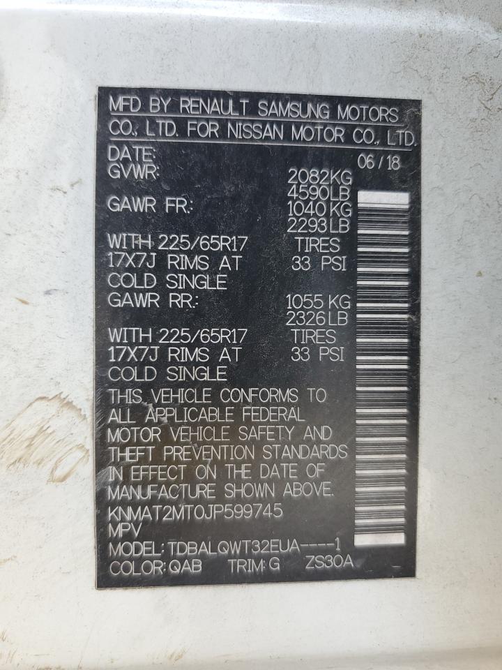 2018 Nissan Rogue S VIN: KNMAT2MT0JP599745 Lot: 80678455