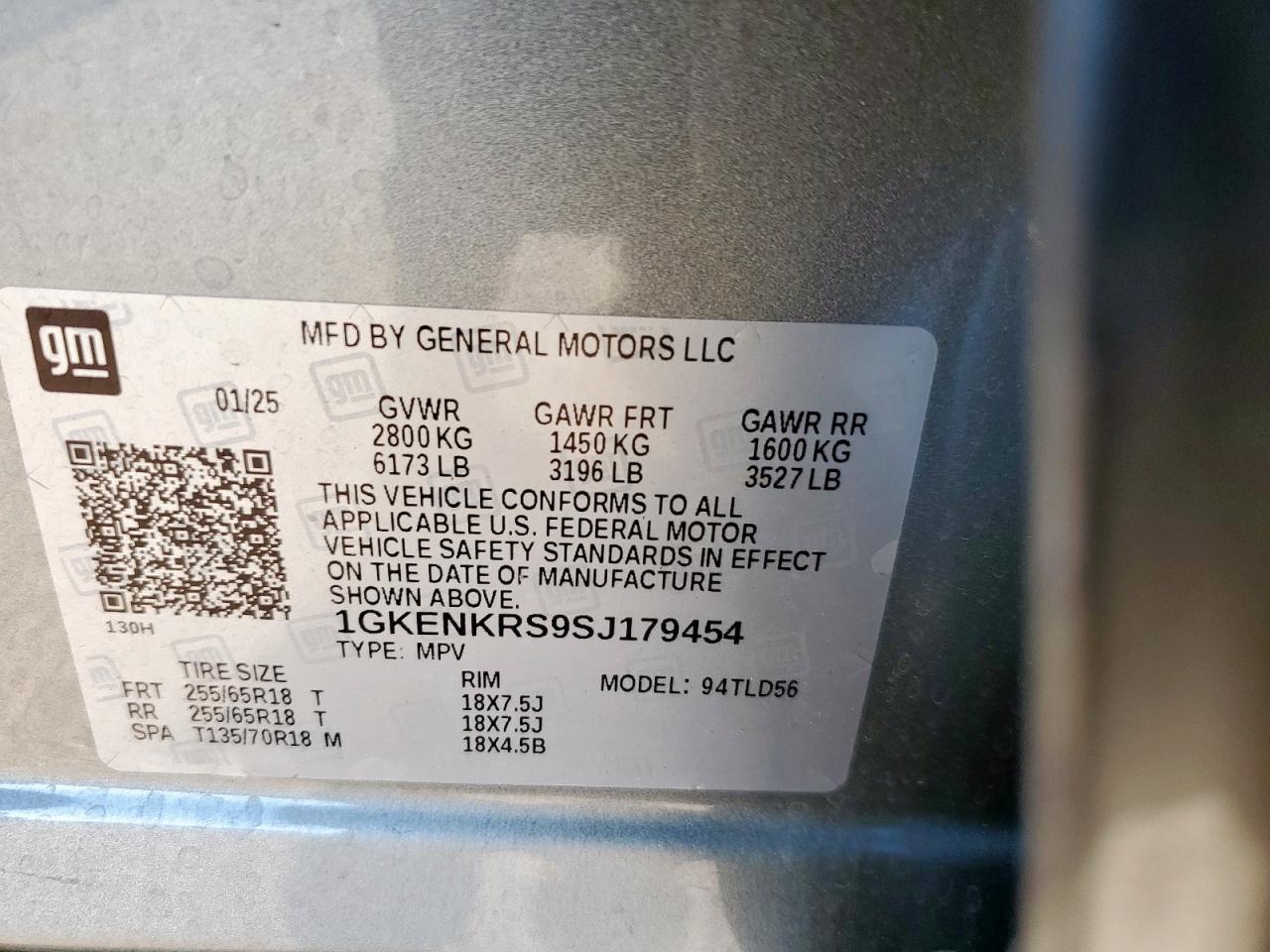 2025 GMC Acadia Elevation VIN: 1GKENKRS9SJ179454 Lot: 84165475