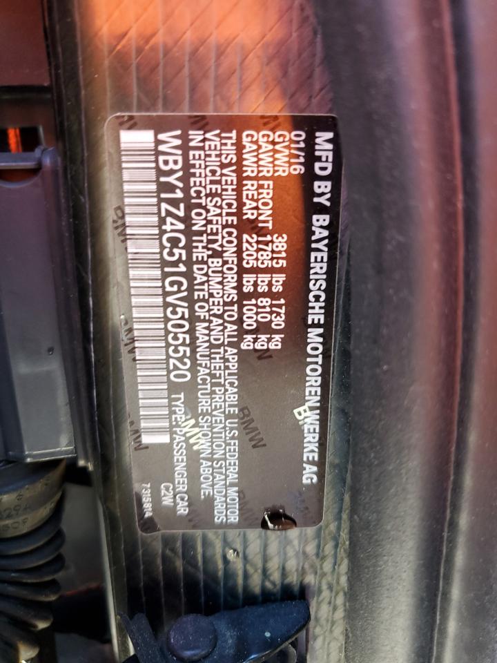 2016 BMW I3 Rex VIN: WBY1Z4C51GV505520 Lot: 83871585