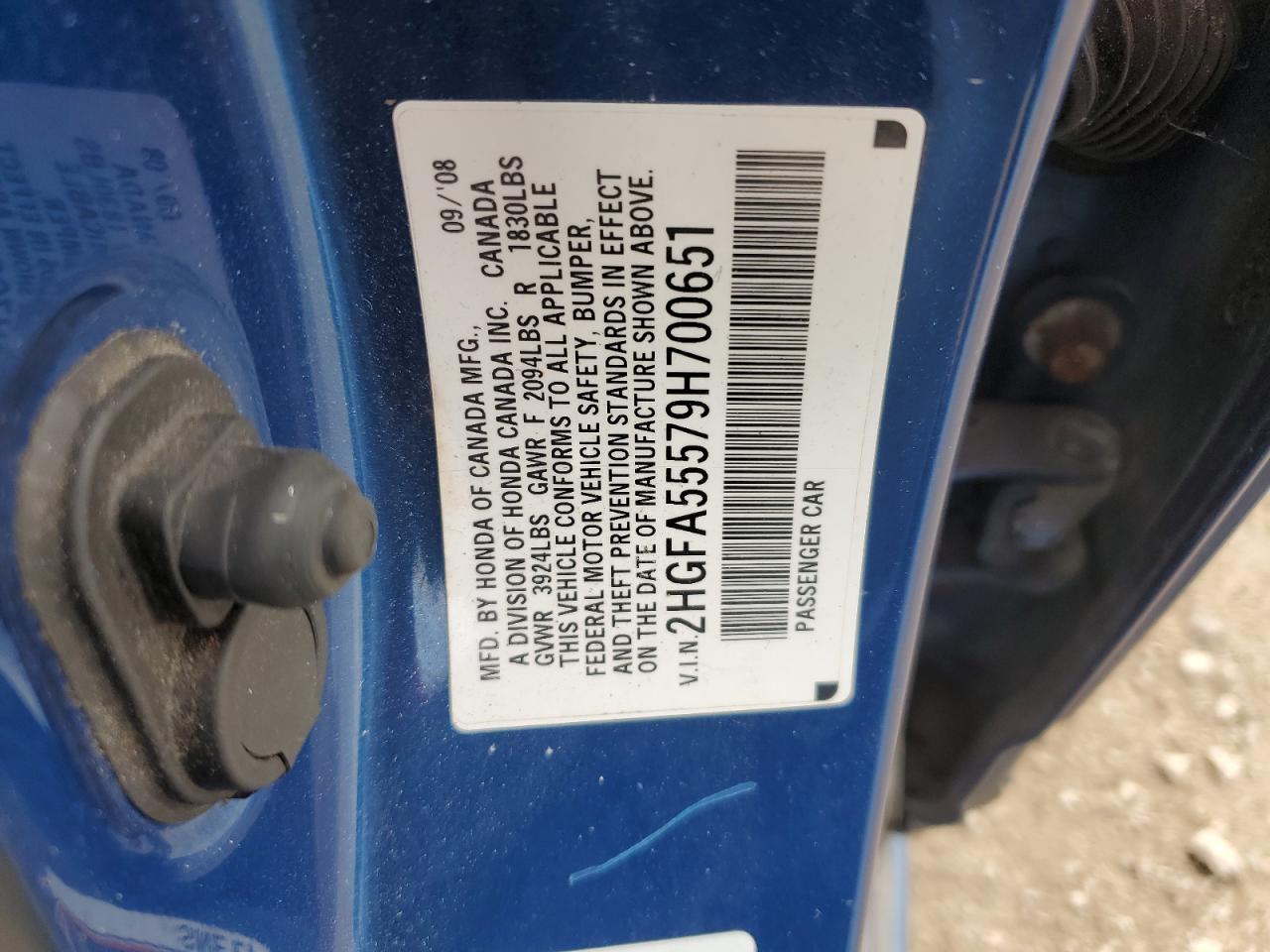 2009 Honda Civic Si VIN: 2HGFA55579H700651 Lot: 80535755