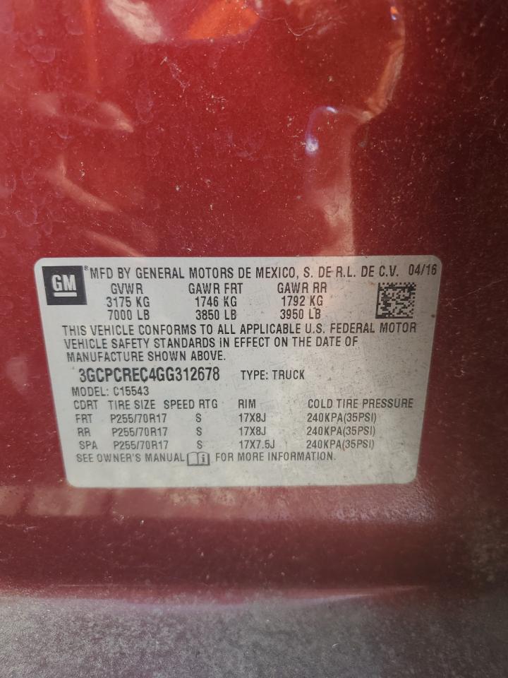 2016 Chevrolet Silverado C1500 Lt VIN: 3GCPCREC4GG312678 Lot: 80327915