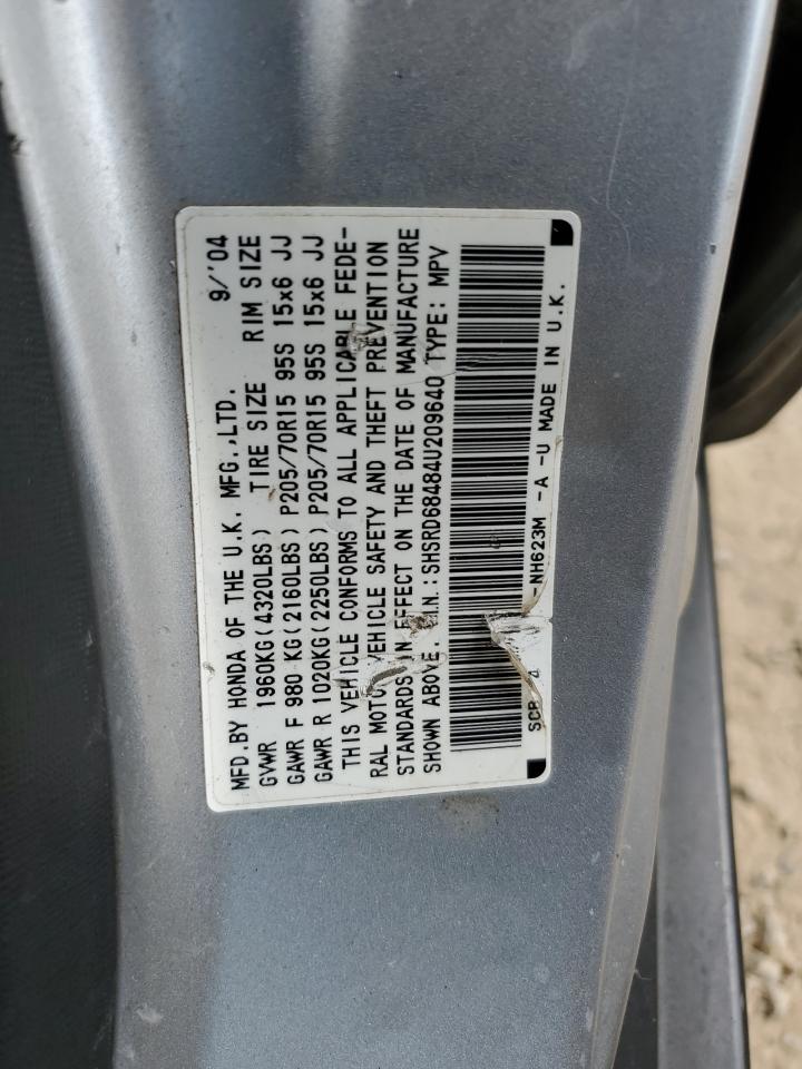 2004 Honda Cr-V Lx VIN: SHSRD68484U209640 Lot: 81719675