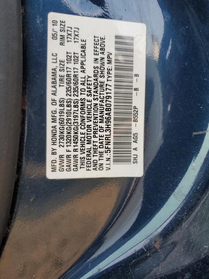 2010 Honda Odyssey Touring VIN: 5FNRL3H96AB079177 Lot: 72098375