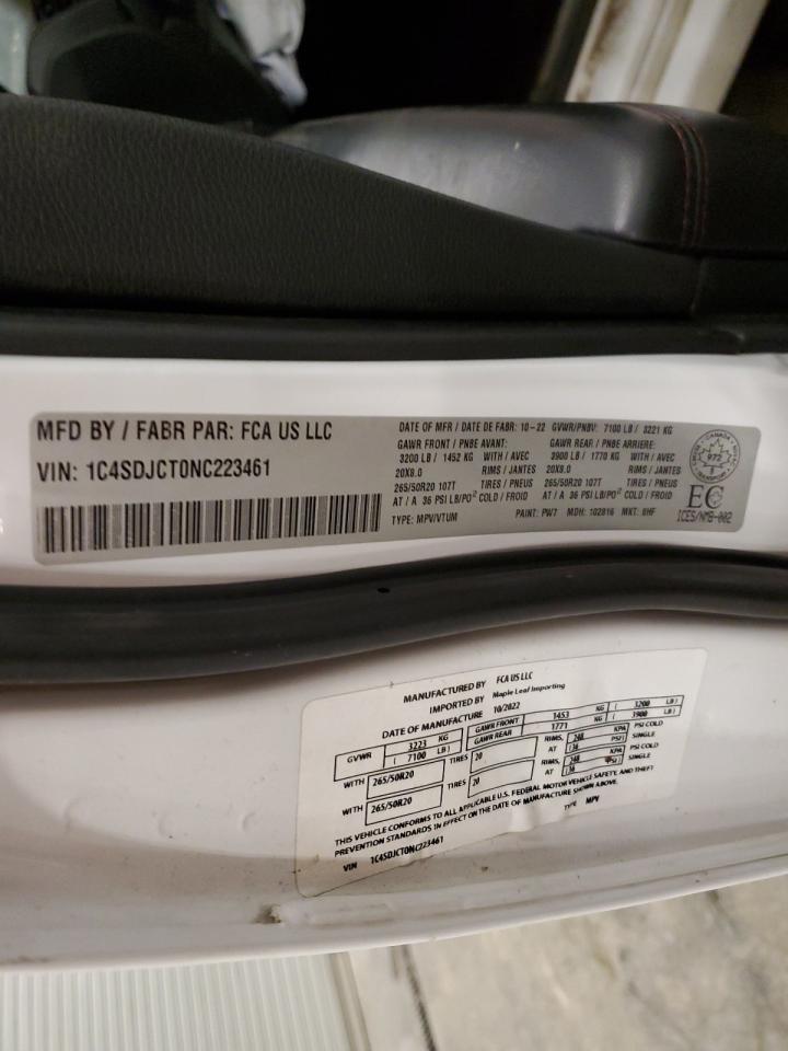 2022 Dodge Durango R/T VIN: 1C4SDJCT0NC223461 Lot: 80561725