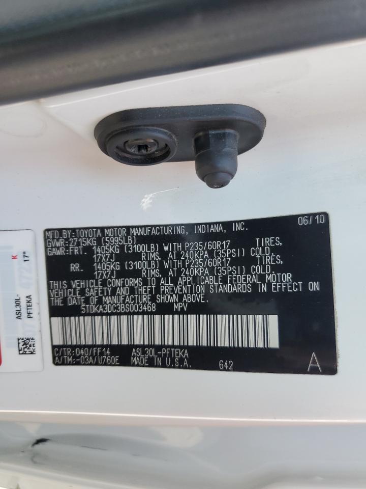 2011 Toyota Sienna Base VIN: 5TDKA3DC3BS003468 Lot: 84068455