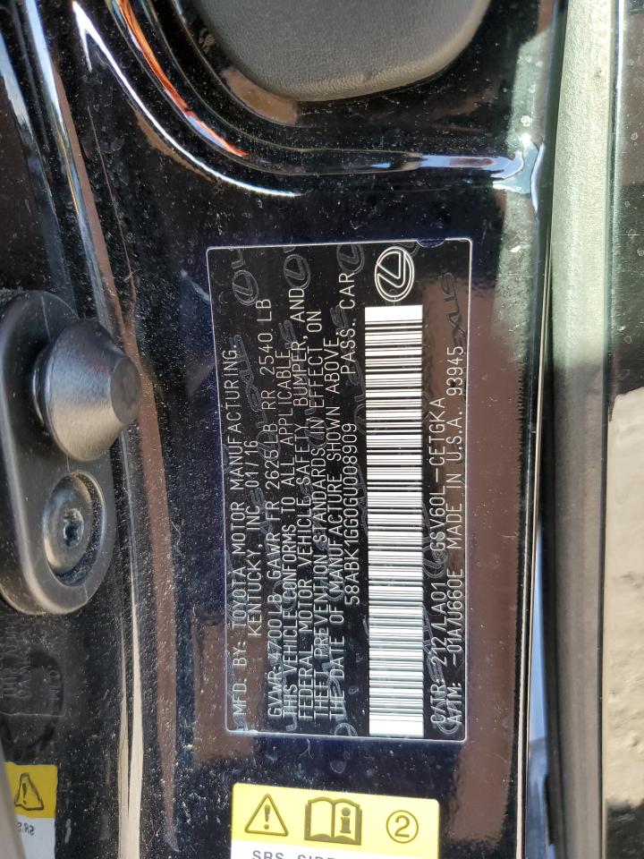 2016 Lexus Es 350 VIN: 58ABK1GG0GU008909 Lot: 80342145