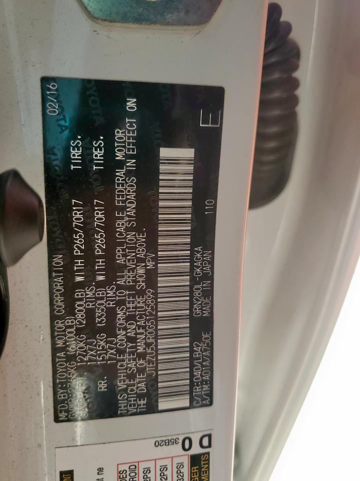 2016 Toyota 4Runner Sr5 VIN: JTEZU5JR0G5125899 Lot: 80322665