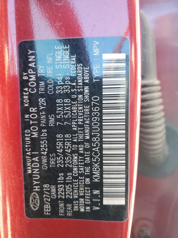 2018 Hyundai Kona Ultimate VIN: KM8K5CA58JU093670 Lot: 81797725