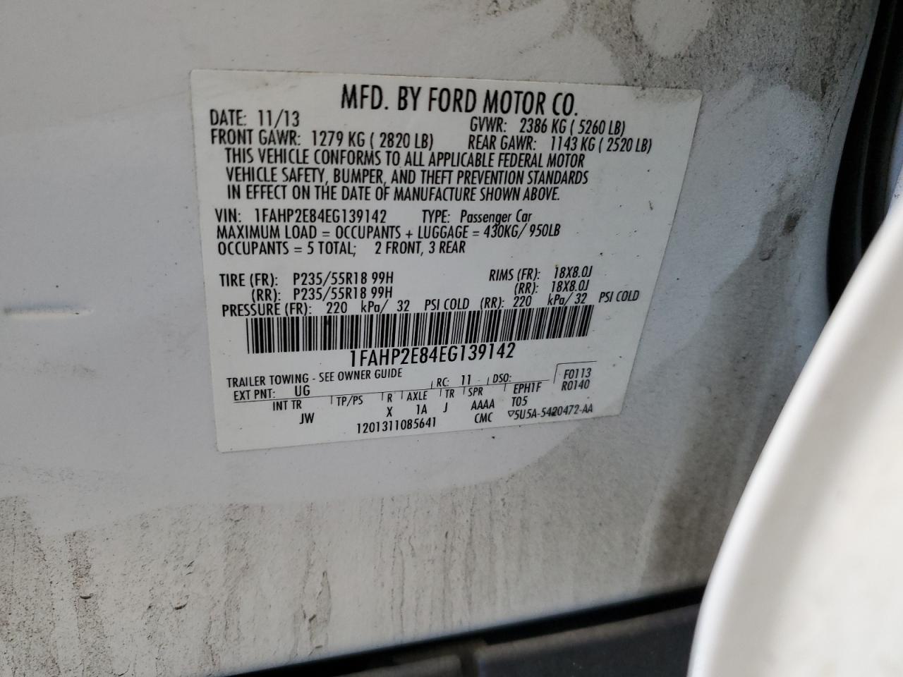 2014 Ford Taurus Sel VIN: 1FAHP2E84EG139142 Lot: 71729425