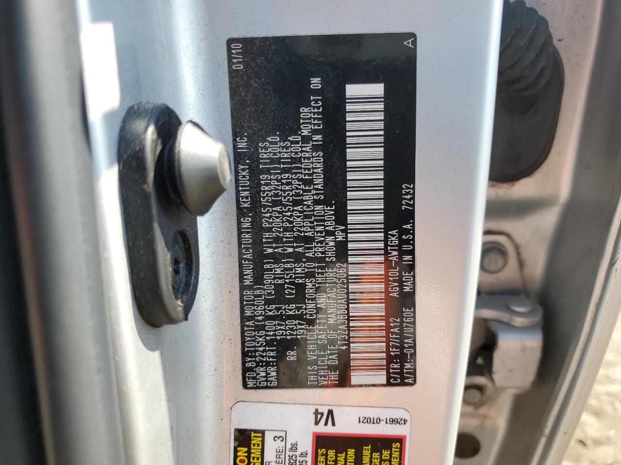 2010 Toyota Venza VIN: 4T3ZA3BB0AU025062 Lot: 80949015