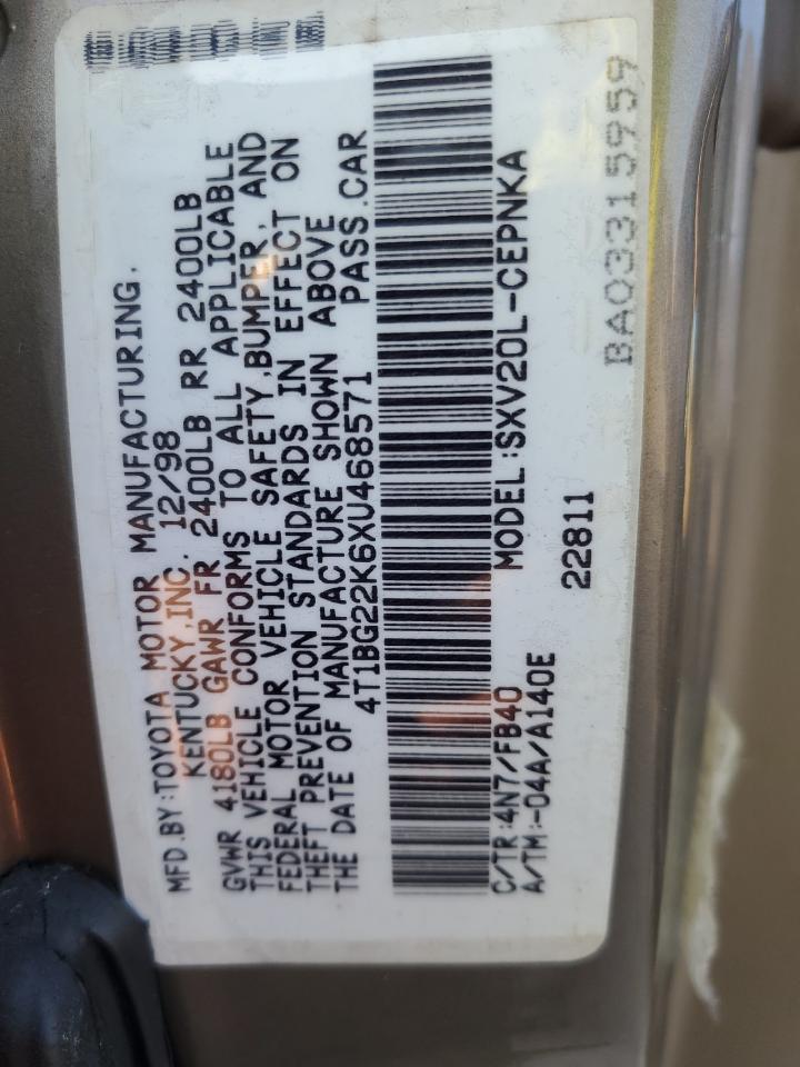 1999 Toyota Camry Ce VIN: 4T1BG22K6XU468571 Lot: 80896695