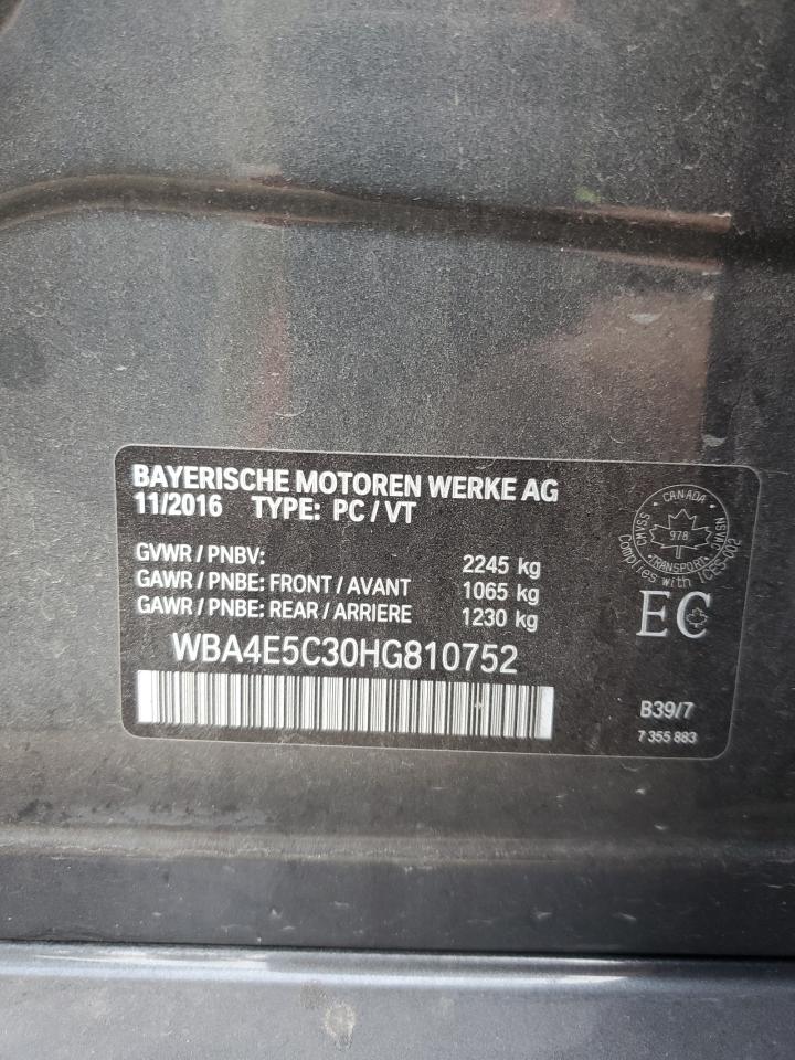 2017 BMW 440Xi Gran Coupe VIN: WBA4E5C30HG810752 Lot: 81152595