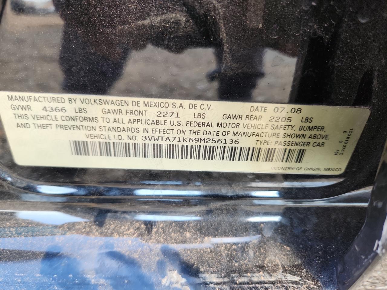 2009 Volkswagen Jetta Sel VIN: 3VWTA71K69M256136 Lot: 80760455