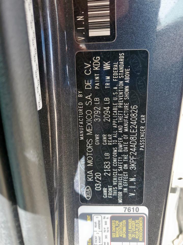 2020 Kia Forte Fe VIN: 3KPF24AD8LE240826 Lot: 82157775