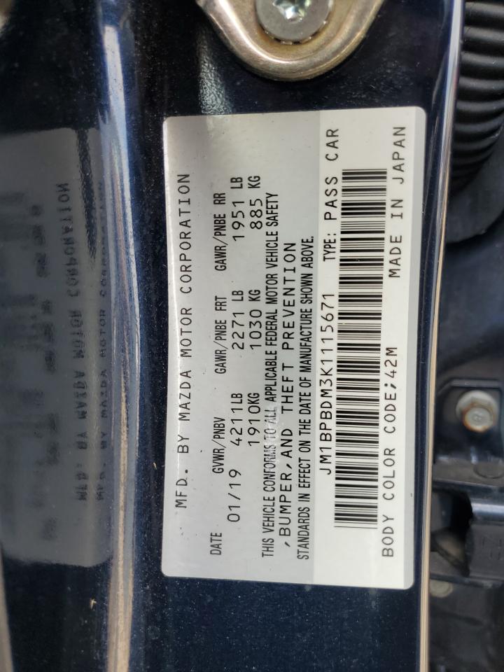 2019 Mazda 3 Preferred VIN: JM1BPBDM3K1115671 Lot: 81414485