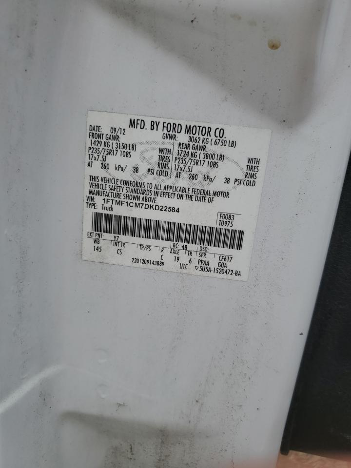 2013 Ford F150 VIN: 1FTMF1CM7DKD22584 Lot: 81708305