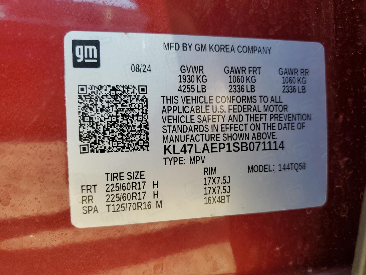 2025 Buick Envista Preferred VIN: KL47LAEP1SB071114 Lot: 81873235