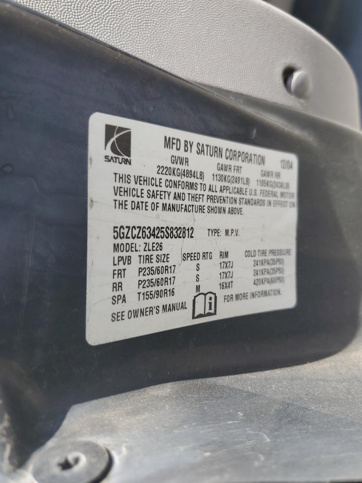 2005 Saturn Vue VIN: 5GZCZ63425S832812 Lot: 81066035