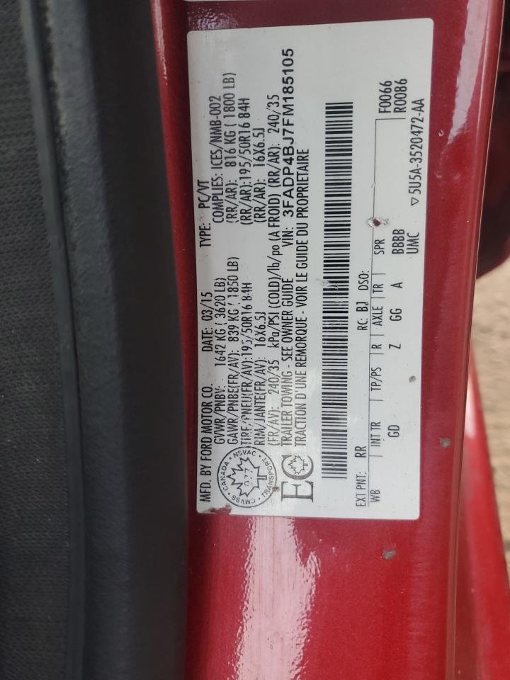 2015 Ford Fiesta Se VIN: 3FADP4BJ7FM185105 Lot: 70888815