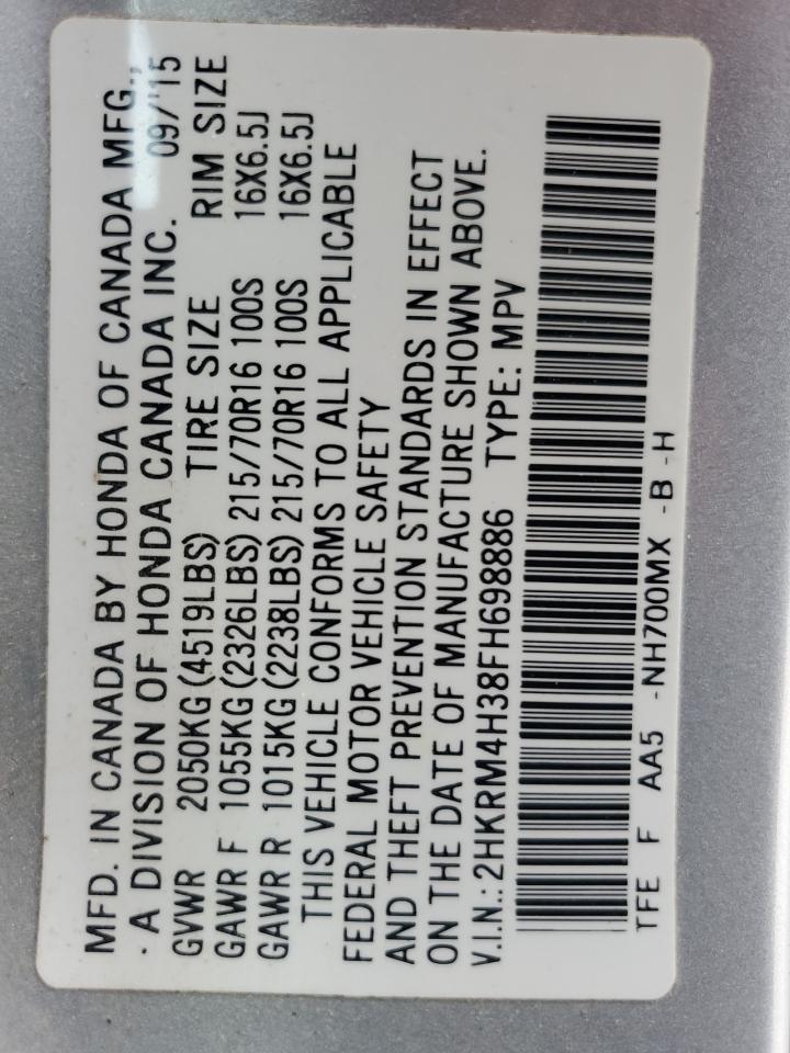 2015 Honda Cr-V Lx VIN: 2HKRM4H38FH698886 Lot: 83769195